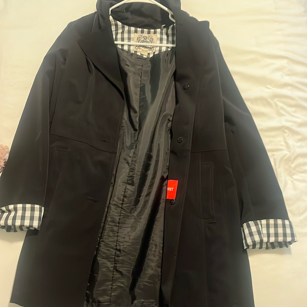 Black trench coat with hood